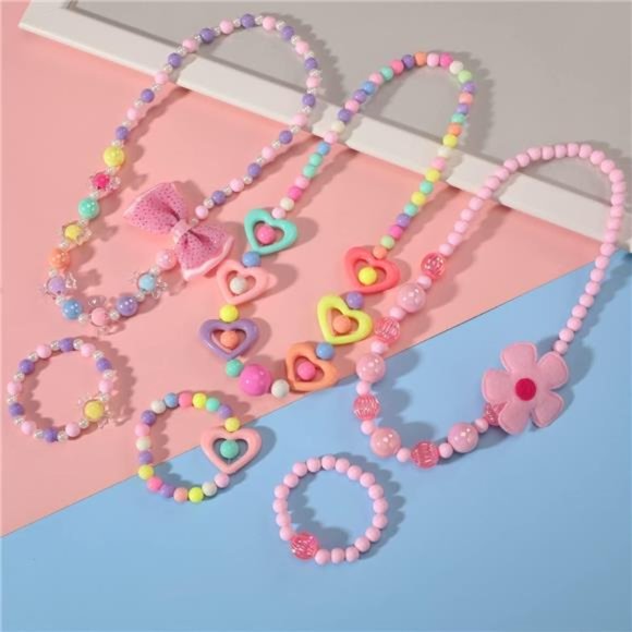 Accessories Beaded Necklace And Beads Bracelet For Kids 6 Sets Little Girls Jewelry Sets